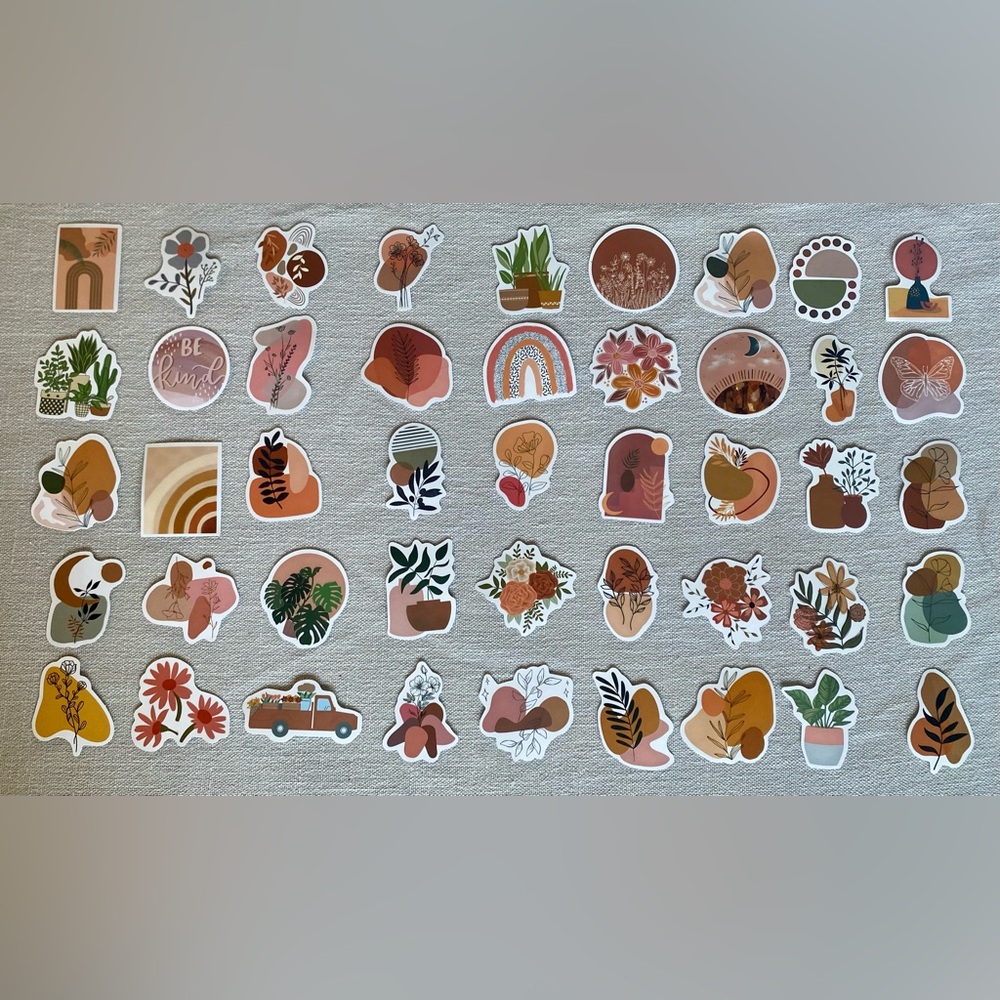 Boho Earth/Pink Tone Sticker Set - Assorted Neutral Colors
